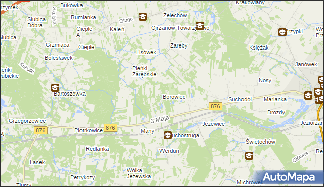 mapa Borowiec gmina Tarczyn, Borowiec gmina Tarczyn na mapie Targeo