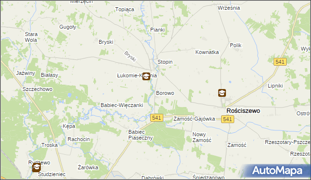mapa Borowo gmina Rościszewo, Borowo gmina Rościszewo na mapie Targeo