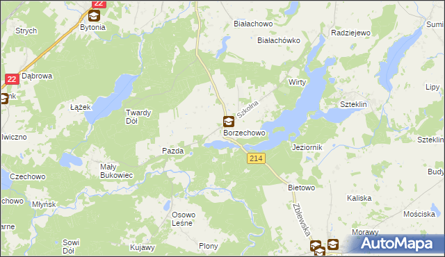 mapa Borzechowo, Borzechowo na mapie Targeo