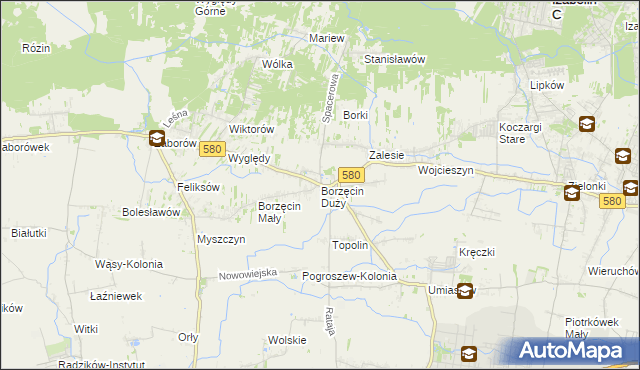 mapa Borzęcin Duży, Borzęcin Duży na mapie Targeo