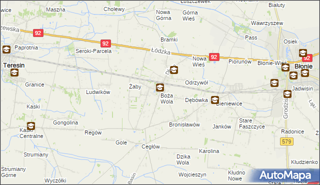 mapa Boża Wola gmina Baranów, Boża Wola gmina Baranów na mapie Targeo