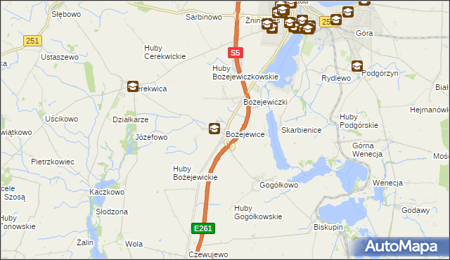 mapa Bożejewice gmina Żnin, Bożejewice gmina Żnin na mapie Targeo