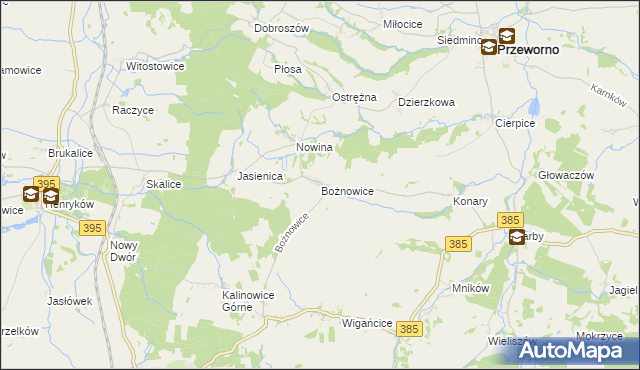 mapa Bożnowice, Bożnowice na mapie Targeo