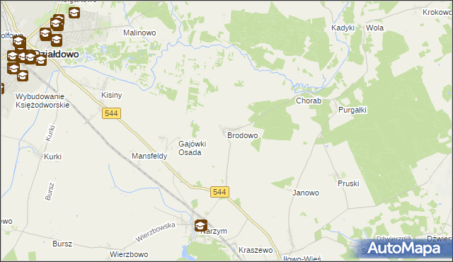 mapa Brodowo gmina Iłowo-Osada, Brodowo gmina Iłowo-Osada na mapie Targeo