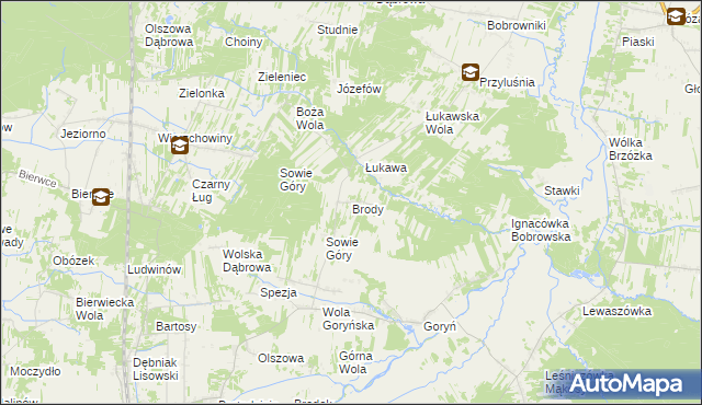 mapa Brody gmina Jastrzębia, Brody gmina Jastrzębia na mapie Targeo