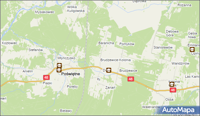 mapa Brudzewice-Kolonia, Brudzewice-Kolonia na mapie Targeo