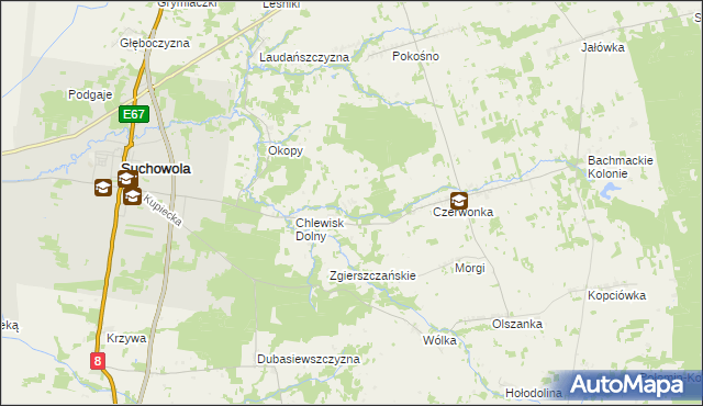 mapa Brukowo, Brukowo na mapie Targeo