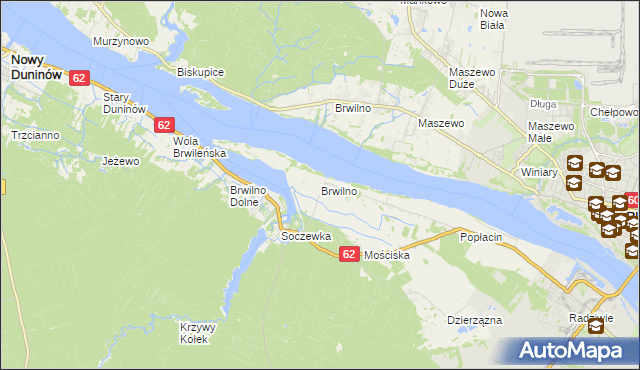 mapa Brwilno gmina Nowy Duninów, Brwilno gmina Nowy Duninów na mapie Targeo