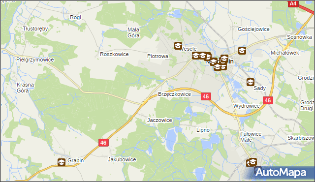 mapa Brzęczkowice, Brzęczkowice na mapie Targeo