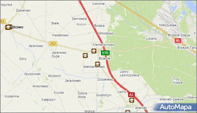 mapa Brzezie gmina Brześć Kujawski, Brzezie gmina Brześć Kujawski na mapie Targeo