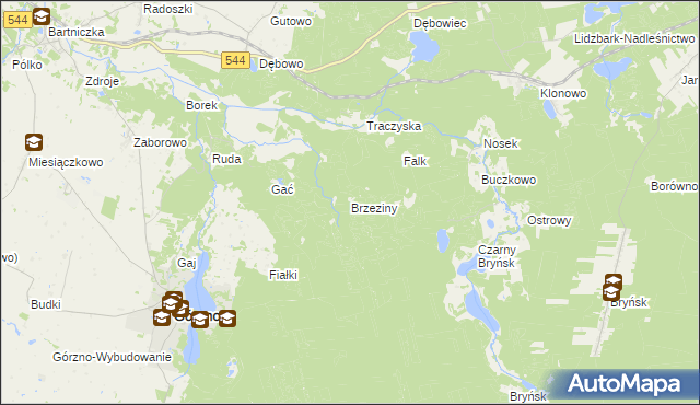 mapa Brzeziny gmina Górzno, Brzeziny gmina Górzno na mapie Targeo