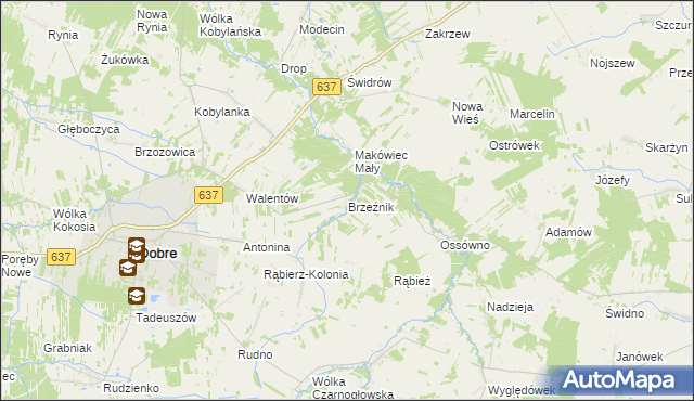 mapa Brzeźnik gmina Wierzbno, Brzeźnik gmina Wierzbno na mapie Targeo