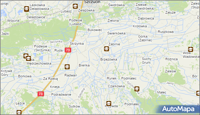 mapa Brzezówka gmina Szczucin, Brzezówka gmina Szczucin na mapie Targeo