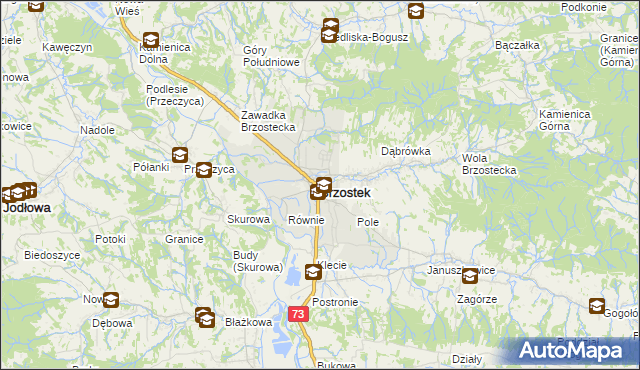 mapa Brzostek powiat dębicki, Brzostek powiat dębicki na mapie Targeo