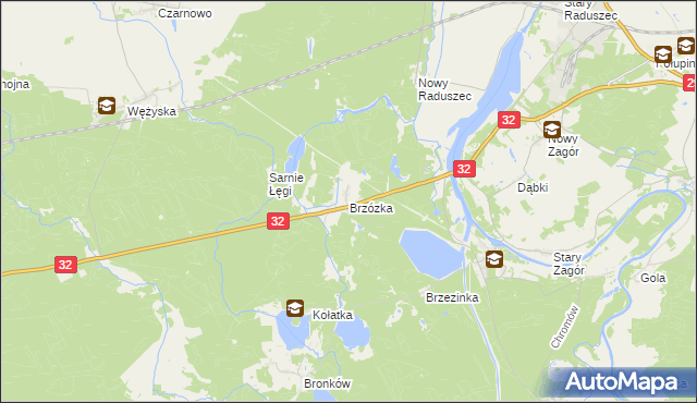 mapa Brzózka gmina Krosno Odrzańskie, Brzózka gmina Krosno Odrzańskie na mapie Targeo