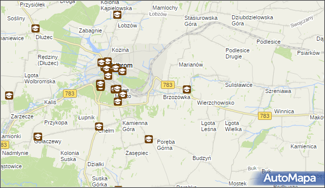mapa Brzozówka gmina Wolbrom, Brzozówka gmina Wolbrom na mapie Targeo