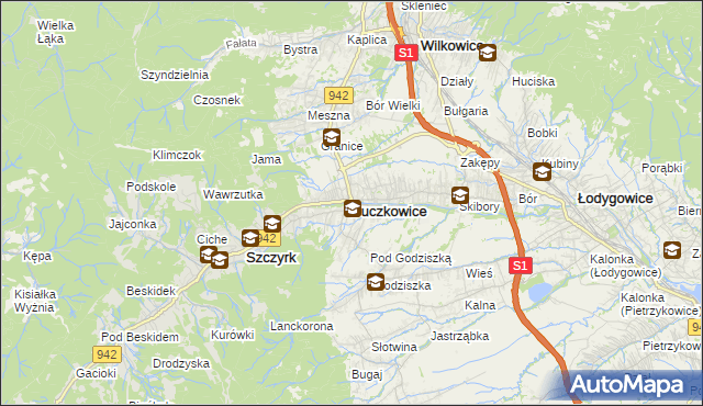 mapa Buczkowice, Buczkowice na mapie Targeo
