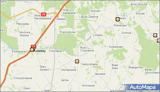 mapa Budy Chojnackie, Budy Chojnackie na mapie Targeo