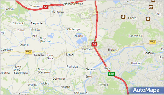 mapa Budzyń gmina Liszki, Budzyń gmina Liszki na mapie Targeo