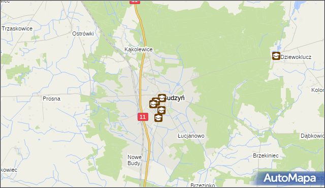 mapa Budzyń powiat chodzieski, Budzyń powiat chodzieski na mapie Targeo