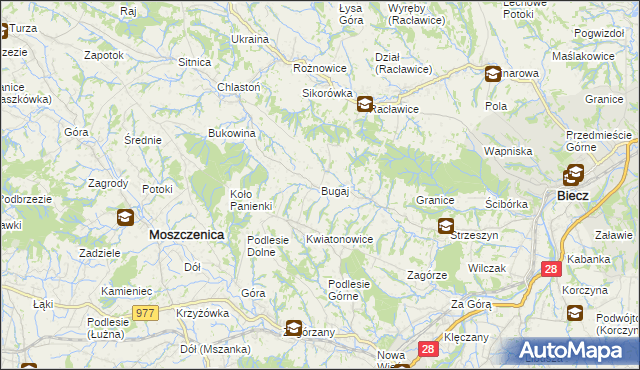 mapa Bugaj gmina Biecz, Bugaj gmina Biecz na mapie Targeo