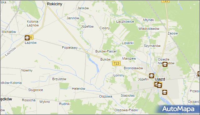mapa Buków gmina Ujazd, Buków gmina Ujazd na mapie Targeo