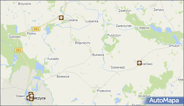 mapa Bukwica gmina Pełczyce, Bukwica gmina Pełczyce na mapie Targeo