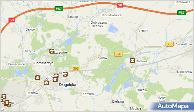 mapa Byków, Byków na mapie Targeo