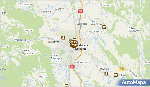 mapa Bystrzyca Kłodzka, Bystrzyca Kłodzka na mapie Targeo