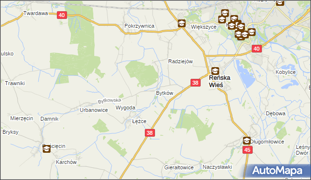 mapa Bytków gmina Reńska Wieś, Bytków gmina Reńska Wieś na mapie Targeo