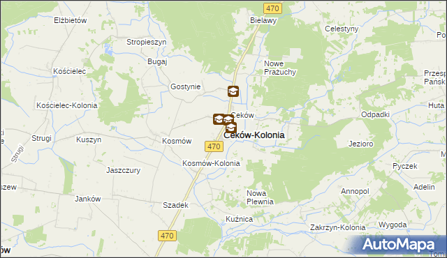 mapa Ceków-Kolonia, Ceków-Kolonia na mapie Targeo