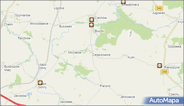 mapa Cesarzowice gmina Środa Śląska, Cesarzowice gmina Środa Śląska na mapie Targeo