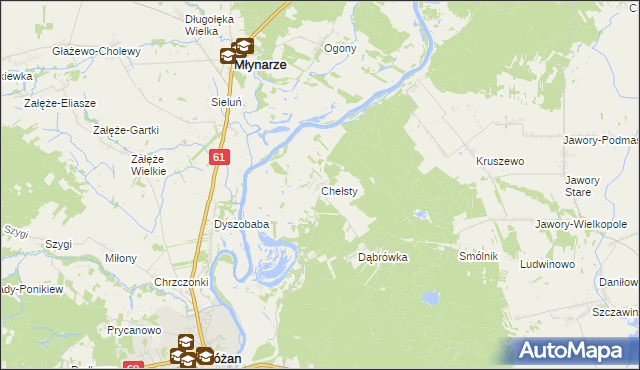 mapa Chełsty gmina Różan, Chełsty gmina Różan na mapie Targeo