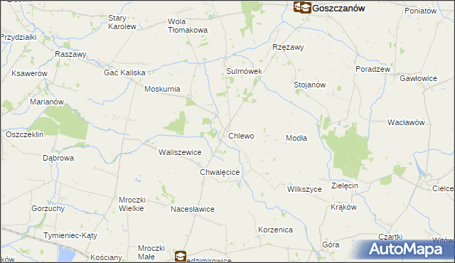 mapa Chlewo gmina Goszczanów, Chlewo gmina Goszczanów na mapie Targeo