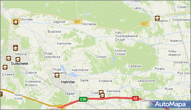 mapa Chobot gmina Halinów, Chobot gmina Halinów na mapie Targeo