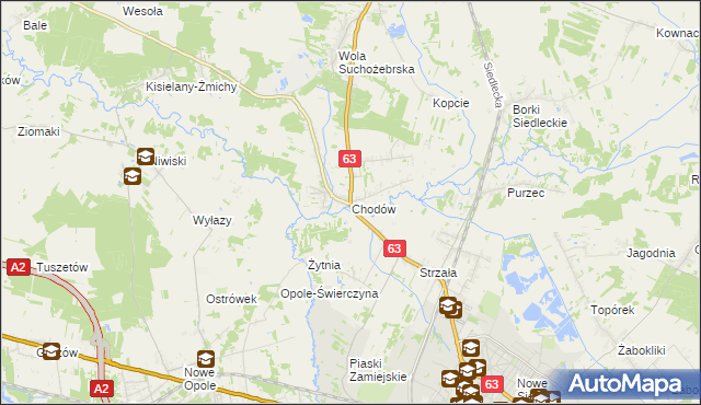 mapa Chodów gmina Siedlce, Chodów gmina Siedlce na mapie Targeo