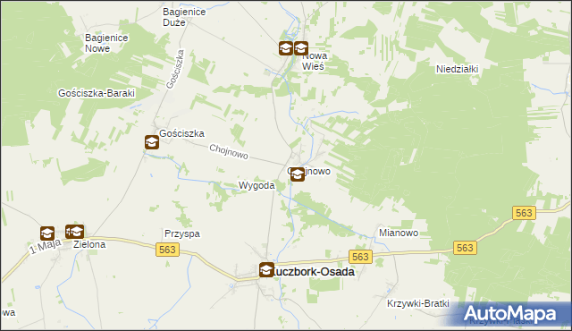 mapa Chojnowo gmina Kuczbork-Osada, Chojnowo gmina Kuczbork-Osada na mapie Targeo