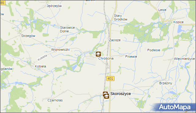 mapa Chróścina gmina Skoroszyce, Chróścina gmina Skoroszyce na mapie Targeo