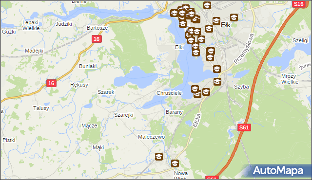 mapa Chruściele gmina Ełk, Chruściele gmina Ełk na mapie Targeo