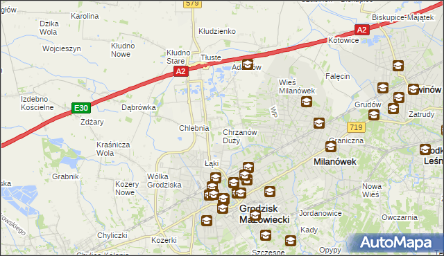 mapa Chrzanów Duży, Chrzanów Duży na mapie Targeo