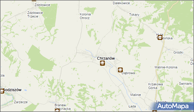 mapa Chrzanów powiat janowski, Chrzanów powiat janowski na mapie Targeo