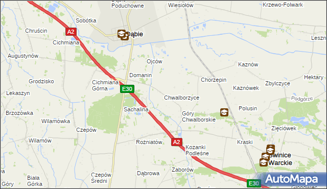 mapa Chwalborzyce, Chwalborzyce na mapie Targeo