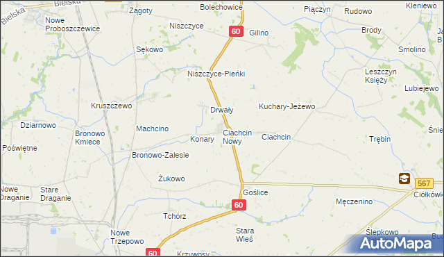 mapa Ciachcin Nowy, Ciachcin Nowy na mapie Targeo