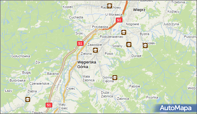 mapa Cięcina, Cięcina na mapie Targeo