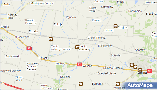 mapa Cienin Kościelny, Cienin Kościelny na mapie Targeo