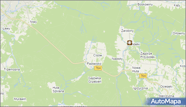 mapa Cisów gmina Daleszyce, Cisów gmina Daleszyce na mapie Targeo