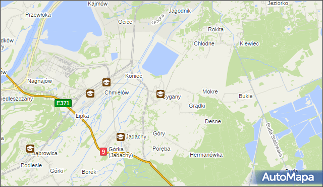 mapa Cygany gmina Nowa Dęba, Cygany gmina Nowa Dęba na mapie Targeo