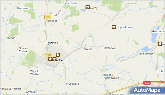 mapa Czajcze gmina Wysoka, Czajcze gmina Wysoka na mapie Targeo