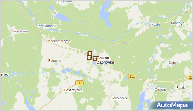 mapa Czarna Dąbrówka powiat bytowski, Czarna Dąbrówka powiat bytowski na mapie Targeo