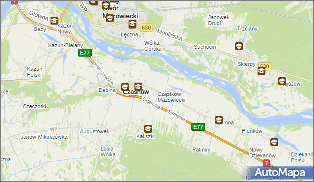 mapa Cząstków Mazowiecki, Cząstków Mazowiecki na mapie Targeo